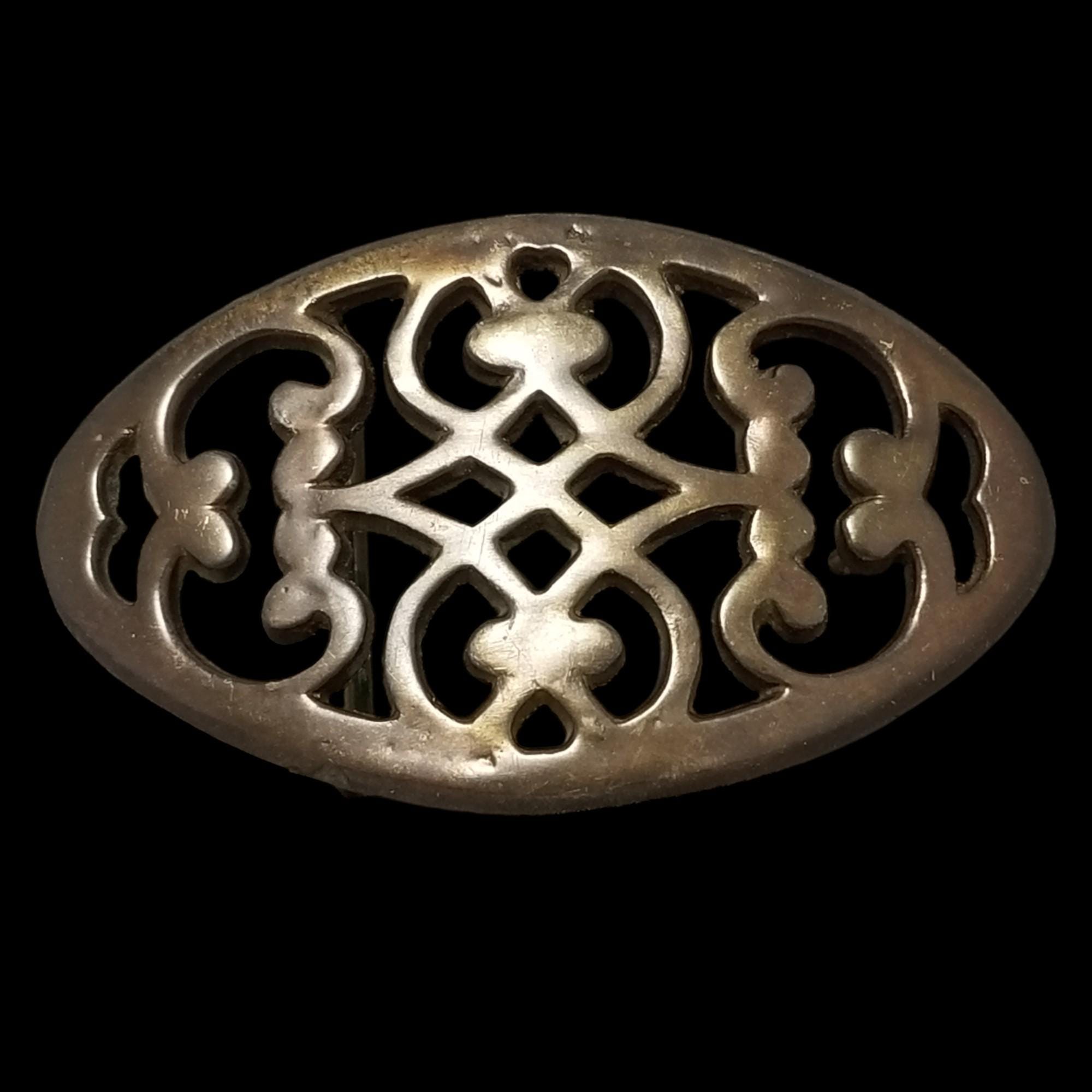 Boucle De Ceinture Gothique Celtique En Laiton Ancien - Style Moyen âge Neuf