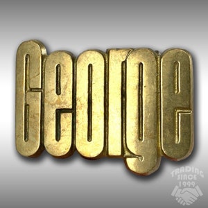 Vintage 1978 Solid Brass &quot;George&quot; Belt Buckle