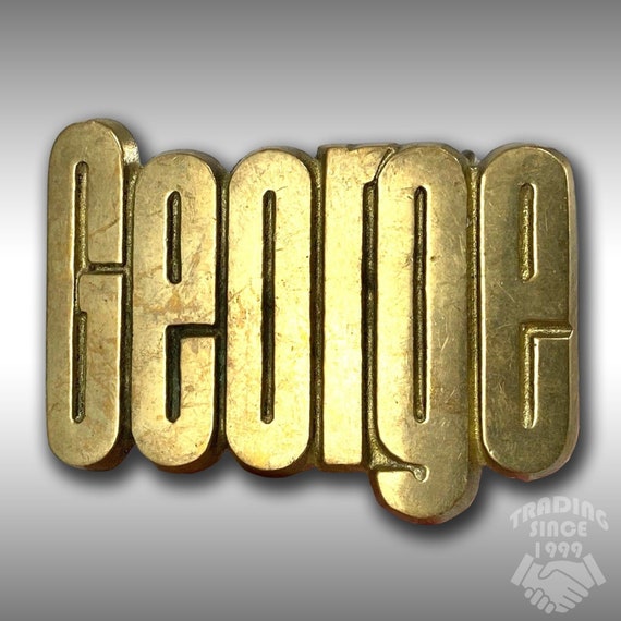 Vintage 1978 Solid Brass George Belt Buckle