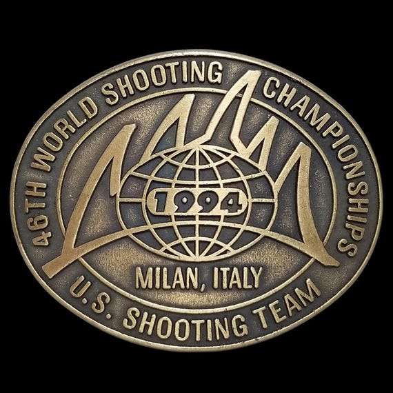 Vintage Belt Buckle 1994 46th World Shooting Championships Milan Italy U.S. Team