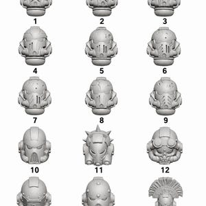Resin Sci-Fi Helmet Heads | Wargaming Miniature Head Bits | 28mm 32mm Scale | Choose Your Options | Custom Tabletop Upgrade Parts
