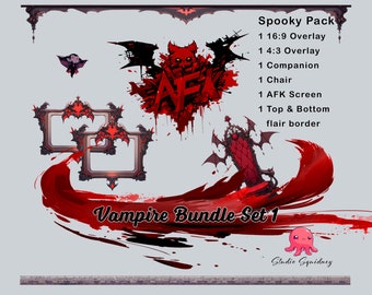 Spooky Vampire Halloween Streamer Bundle | Premade Twitch Assets | Veadotube | Stream | Youtube