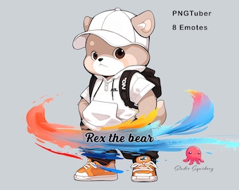 Rex the bear PNGtuber | Premade Pngtuber Twitch | Veadotube | Voice Reactive | Streamer