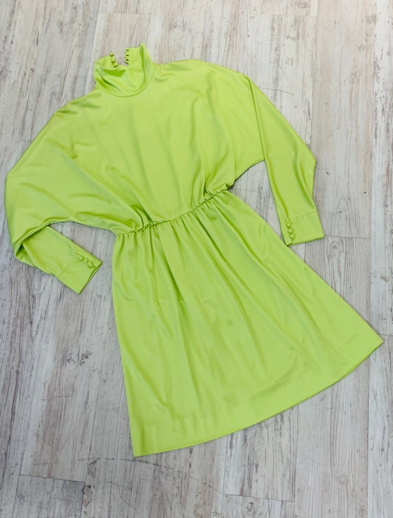Vintage 60s Lime Green Mini Dress - image 6
