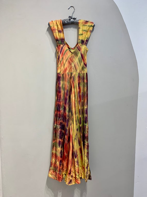 Vintage 30s ooak Hand Dyed Rayon Maxi dress - image 4