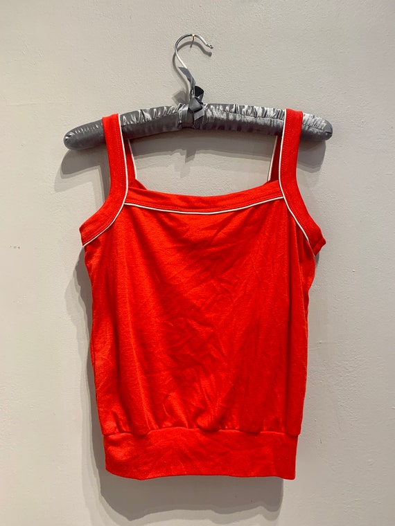 Vintage 80s Classic Red Tank Top sz S / M - image 4