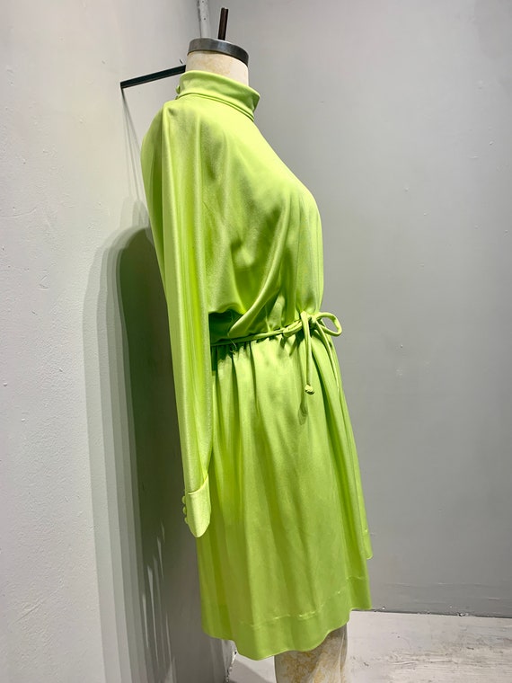 Vintage 60s Lime Green Mini Dress - image 4