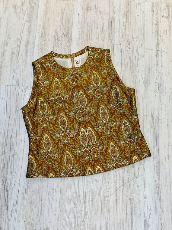 Vintage 60s LANVIN Paris Golden Brocade Top sz 42