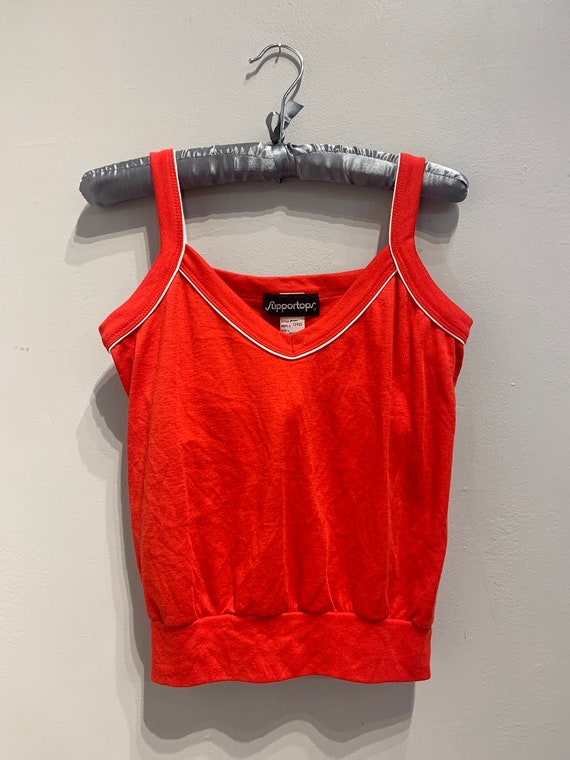 Vintage 80s Classic Red Tank Top sz S / M - image 2
