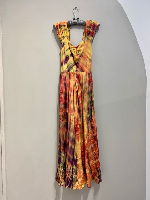 Vintage 30s ooak Hand Dyed Rayon Maxi dress - image 2