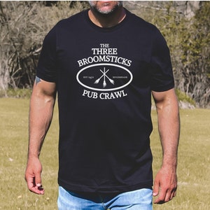 HP Wizard World Shirt Three Broomsticks Pub Crawl TShirt Broomstick Wizard T-Shirt HP Wizard T Shirt HP Gift for Reader Wizard Books Lover