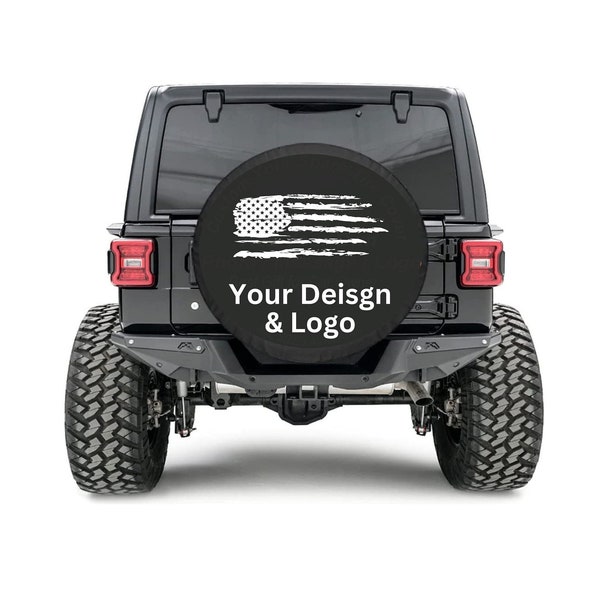 Custom Tire Cover Add Design Logo Trademark Advertisement Waterproof Protects Spear Wheel All Vehicle Personalized Gift also w/ Camera Hole