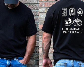 Hogsmeade Pub Crawl T-shirt | Wizarding World Pub Crawl T-Shirt | Universal Trip Apparel | HP Fan Gift | Three Broomsticks Shirt Plain Front