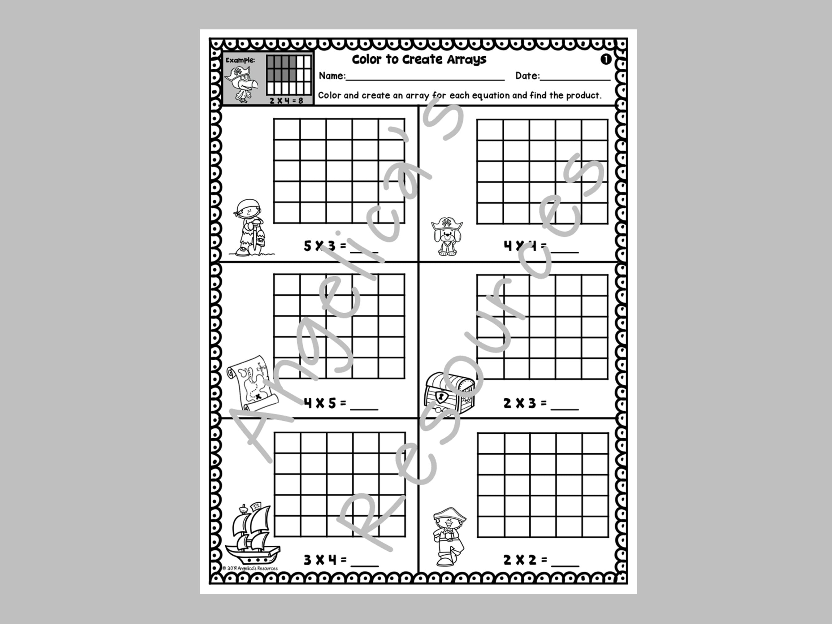 Multiplication With Arrays in Math | Multiplication Practice Worksheets ...