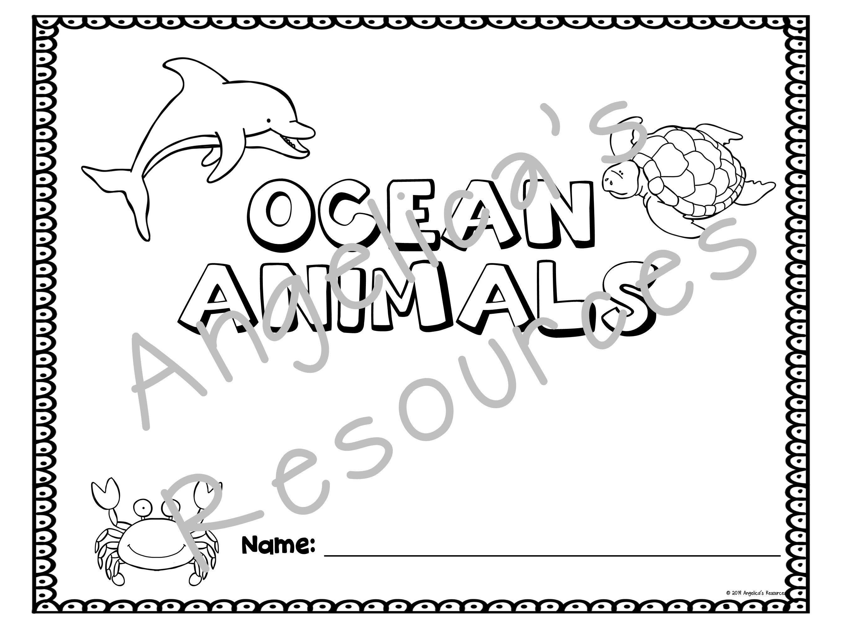 Ocean Animals Coloring Pages Printable Sight Word Handwriting ...