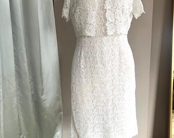 White Cotton Lace 1960s Short Dress and Jacket