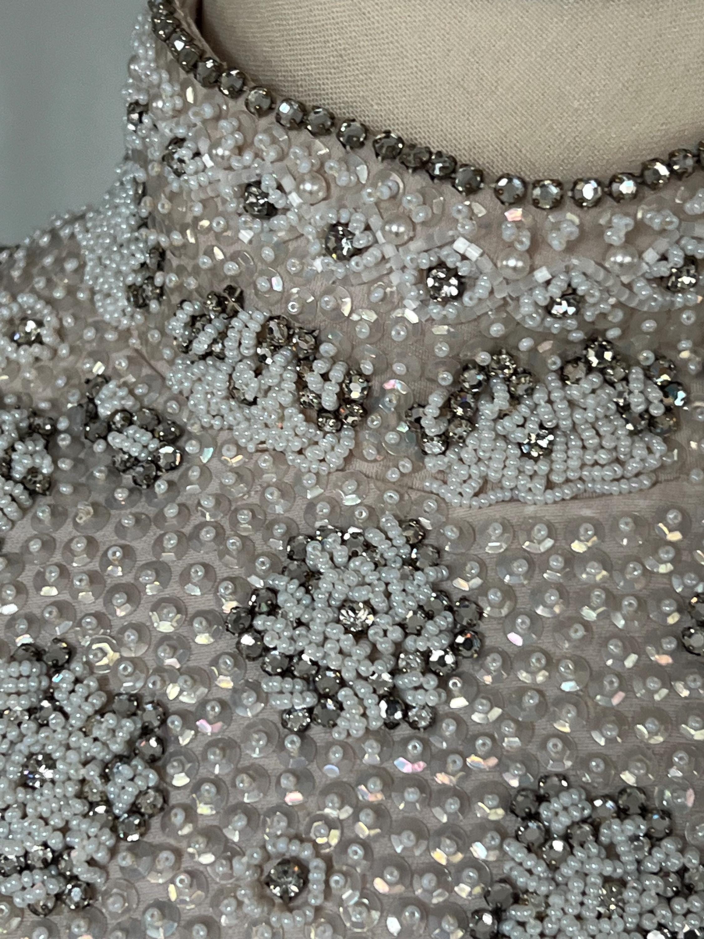 1960s White Shift Dress with Mosaic Beading