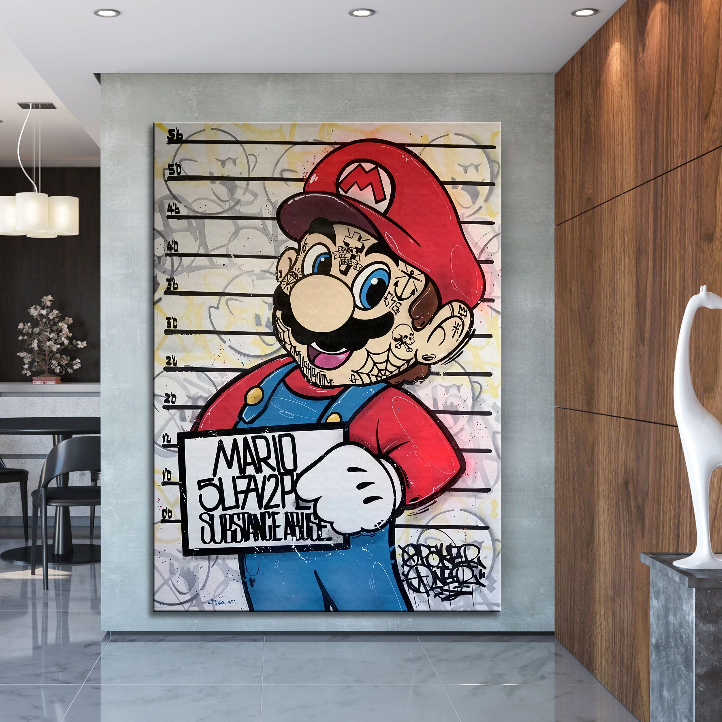 Super Mario Graffiti Pop Art Canvas Banksy Graffiti Wall Art Etsy