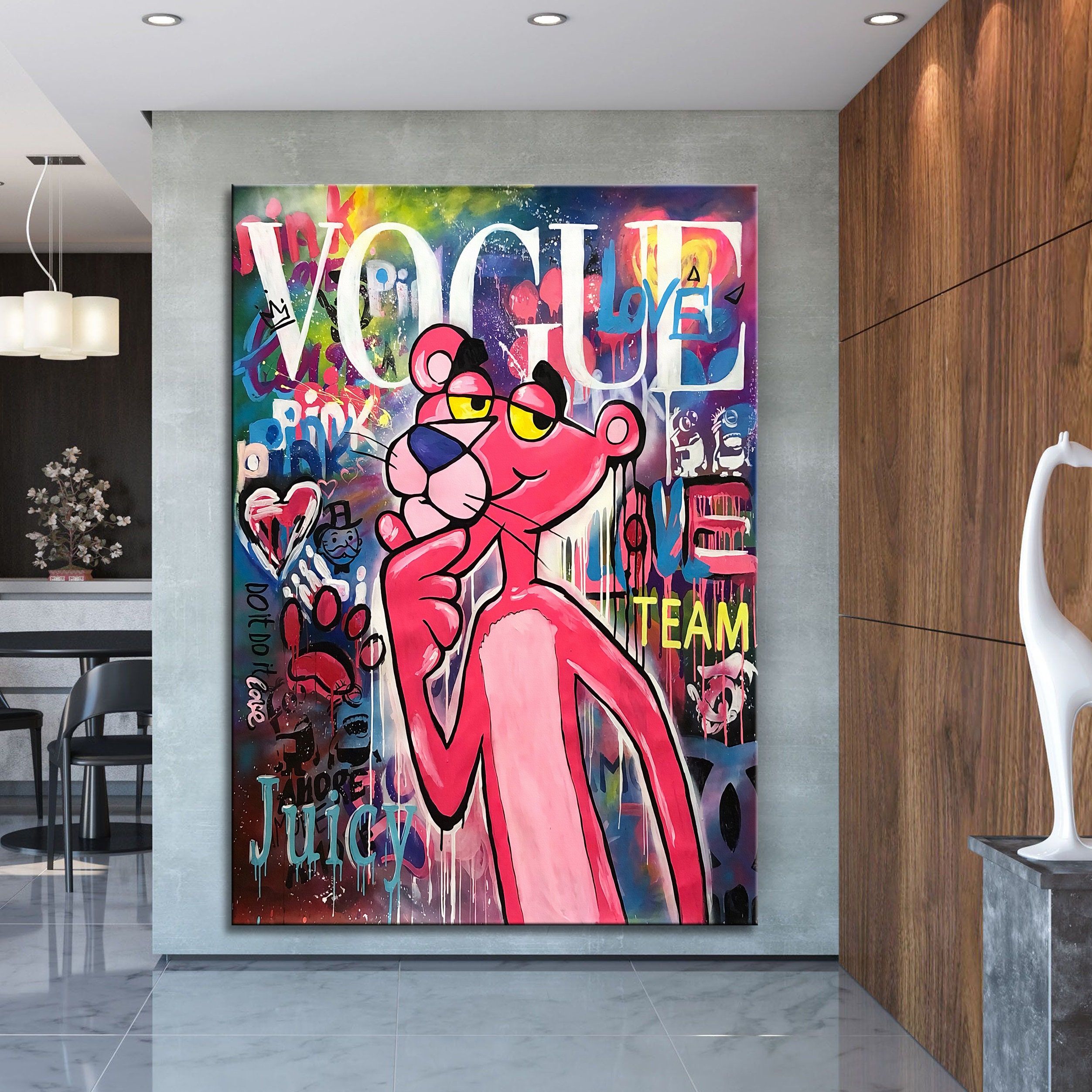 Pink Panther Banksy Graffiti Wall Art, Pink Panther, Graffiti Pop Art