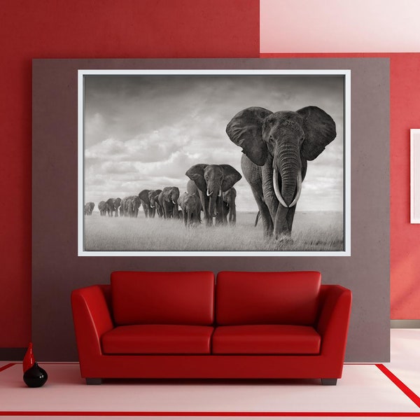 Elephant Framed Art Etsy