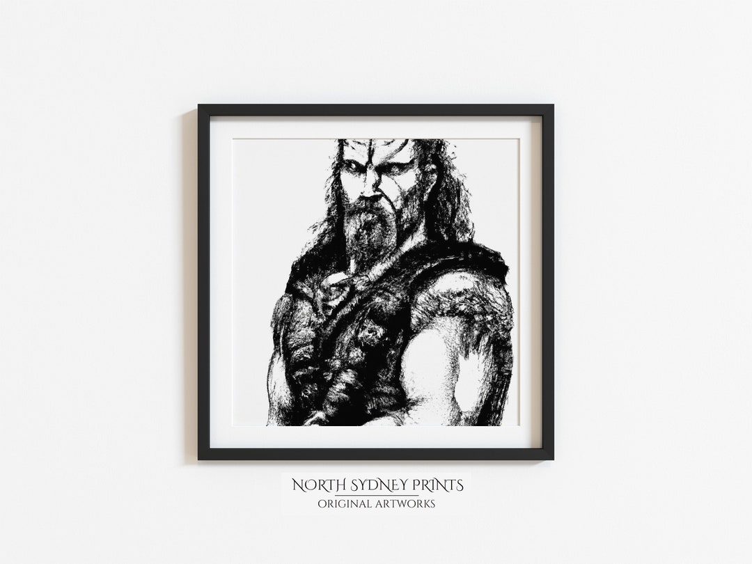 Viking Sketch Print, Viking Wall Art, Viking Art, Digital Print