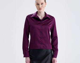 Slim Fit Cotton Button-down Shirt: Long Sleeve Office Wear - Etsy