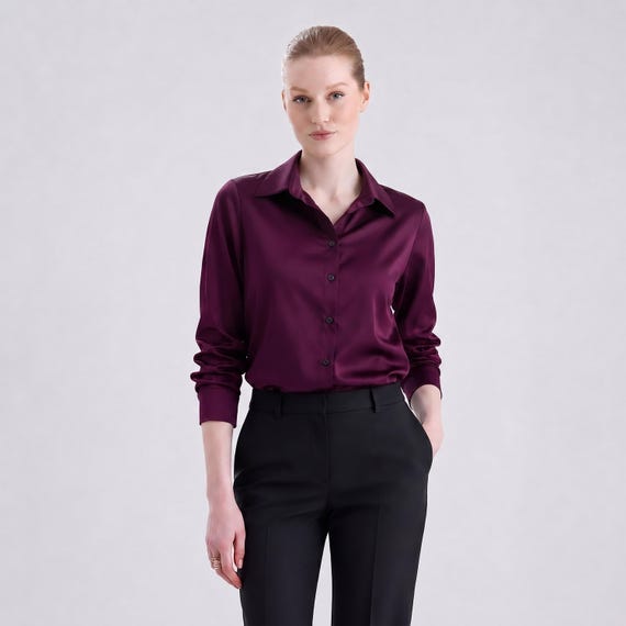 purple satin dress shirt satin dress shirt - 5bulouz