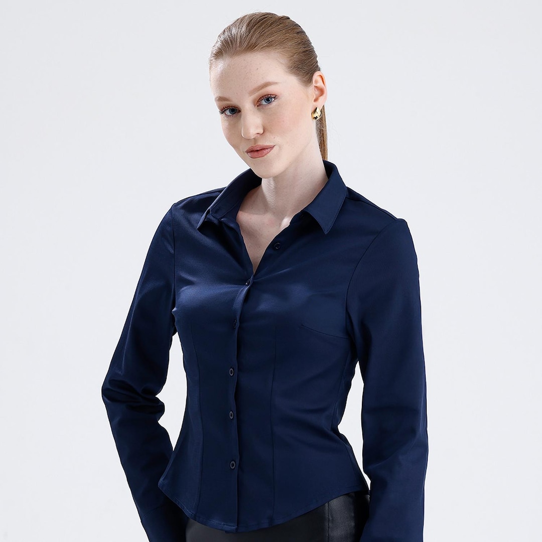 Women's White Sheer Button-Down Shirt with Long Sleeves | Elegant Office & Casual Wear