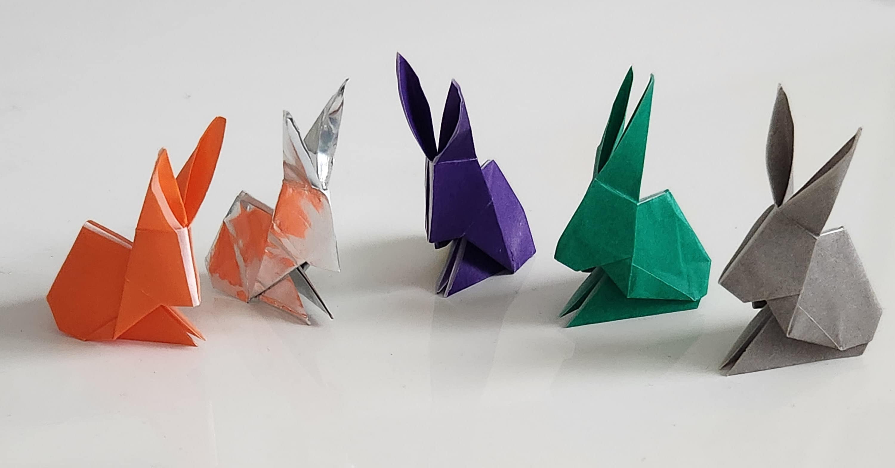 Origami Animals Rabbit Set of 5 Adorable Small Origami Rabbits, Paper Rabbit Origami Animals ...