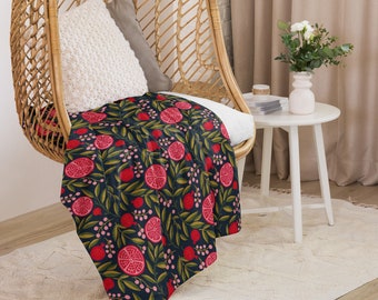 Pomegranate Sherpa Blanket, Holiday Throw