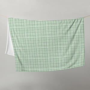 Grönt gingham-pläd, grönrutig filt, preppy pläd, sängkläder, vardagsrumsinredning, plyschfleece-pläd