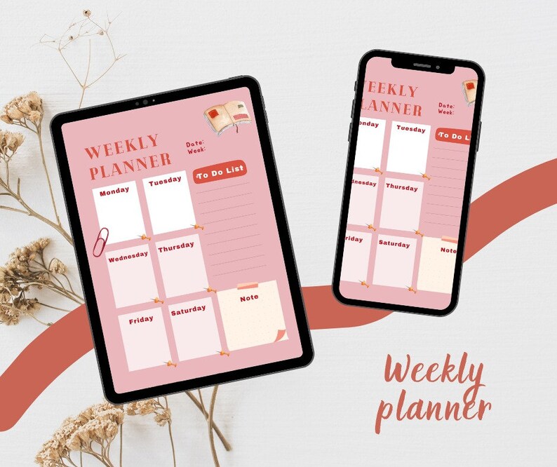 Weekly Digital Planner Printable Minimalist Planner Digital Etsy