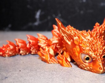 Dragon-Crystal Dragon-3d printed Dragon-Articulated Dragon-3D Printed Sensory Stress Fidget-Articulated Crystal Dragon-Fidget-dragon fidget