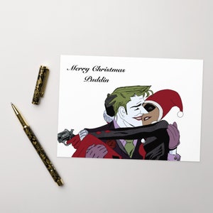 Harley Quinn e o Coringa Feliz Natal Puddin Cartão de felicitações