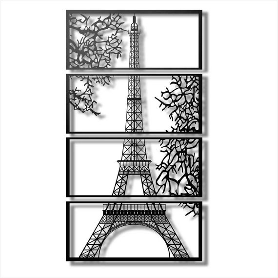 Paris Eiffel Tower Laser Cut File, CNC Router SVG, DXF, Cdr, Png, Ai, Dwg, Psd (Digital Download)