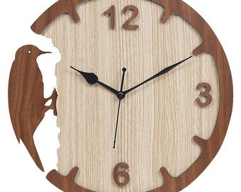 Woodpecker Laser Cut Wall Clock, CNC Vector Plan (Digital File)