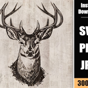 Deer Head SVG: Buck Silhouette Vector Graphic (Digital Prints)