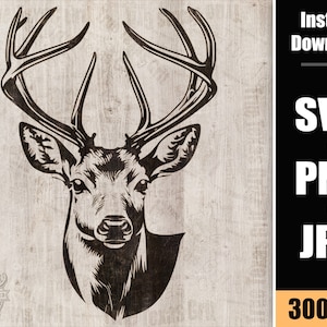 Deer Head SVG: Buck Silhouette Vector Graphic (Digital Prints)