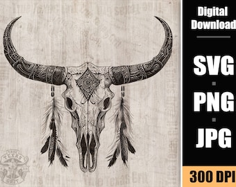 Longhorn Skull Vector: Western Country Decor (Digital Files)