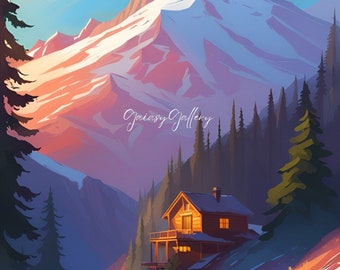 Mt Baker Cabin Art Print - Featured Piece