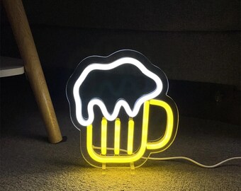Handmade Beer Mug Neon Sign - Party Table Lamp, Shop Decor