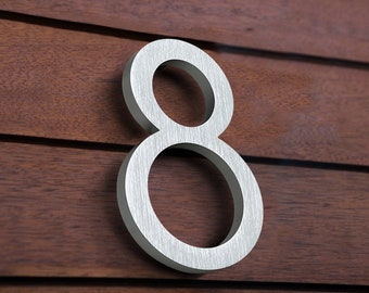 15cm Handmade Brushed Steel Floating Modern House Number Aluminium  Door Home Address Numbers for Outdoor Sign Plates 0-9