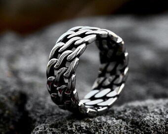 Handmade Stainless Steel Chain Knitting Ring