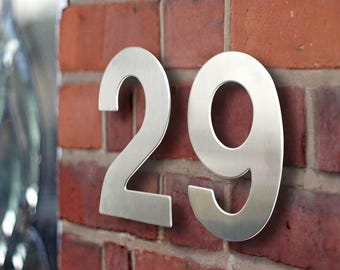 152mm Stainless Steel Handcrafted Modern House Number Metal Address Sign for Door or Wall 0-9