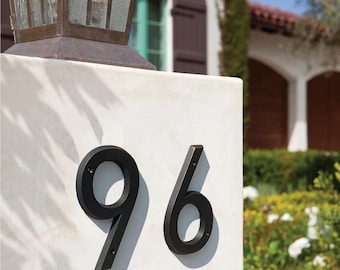 6 Inch Aged Bronze House Number, Modern Outdoor Sign