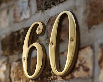 100mm Handmade Solid Brass Floating Modern House Number Brass Door Home Address Numbers for Outdoor Sign Plates 0-9