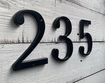 Modern Black House Number, Handmade Zinc Alloy, 4" Address Sign