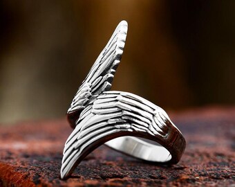 Handmade Stainless Steel Arrival Wings Ring
