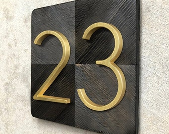 125mm Golden Floating Handcrafted Modern House Number Satin Brass Door Home Address Numbers for Outdoor Sign Plates 0-9