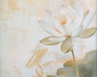 Lotus Blossom, Exotic Decoration, Digital Download, Printable Wall Art, Yoga and Meditation, Spiritual Energy Art, Floral Bedroom Poster